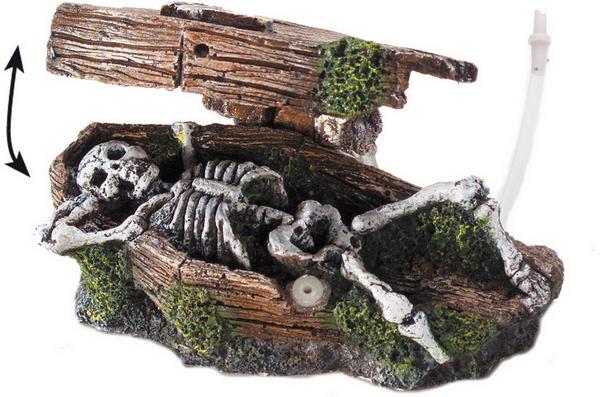 Aqua Della Dekor Sarg mit Skelett, 14.5 x 9 cm H 7cm