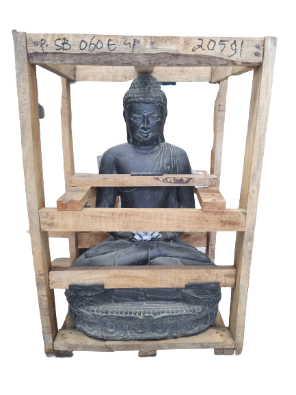 Sitzender Buddha, Indien, Steinguss 30 x 23 x 46 cm