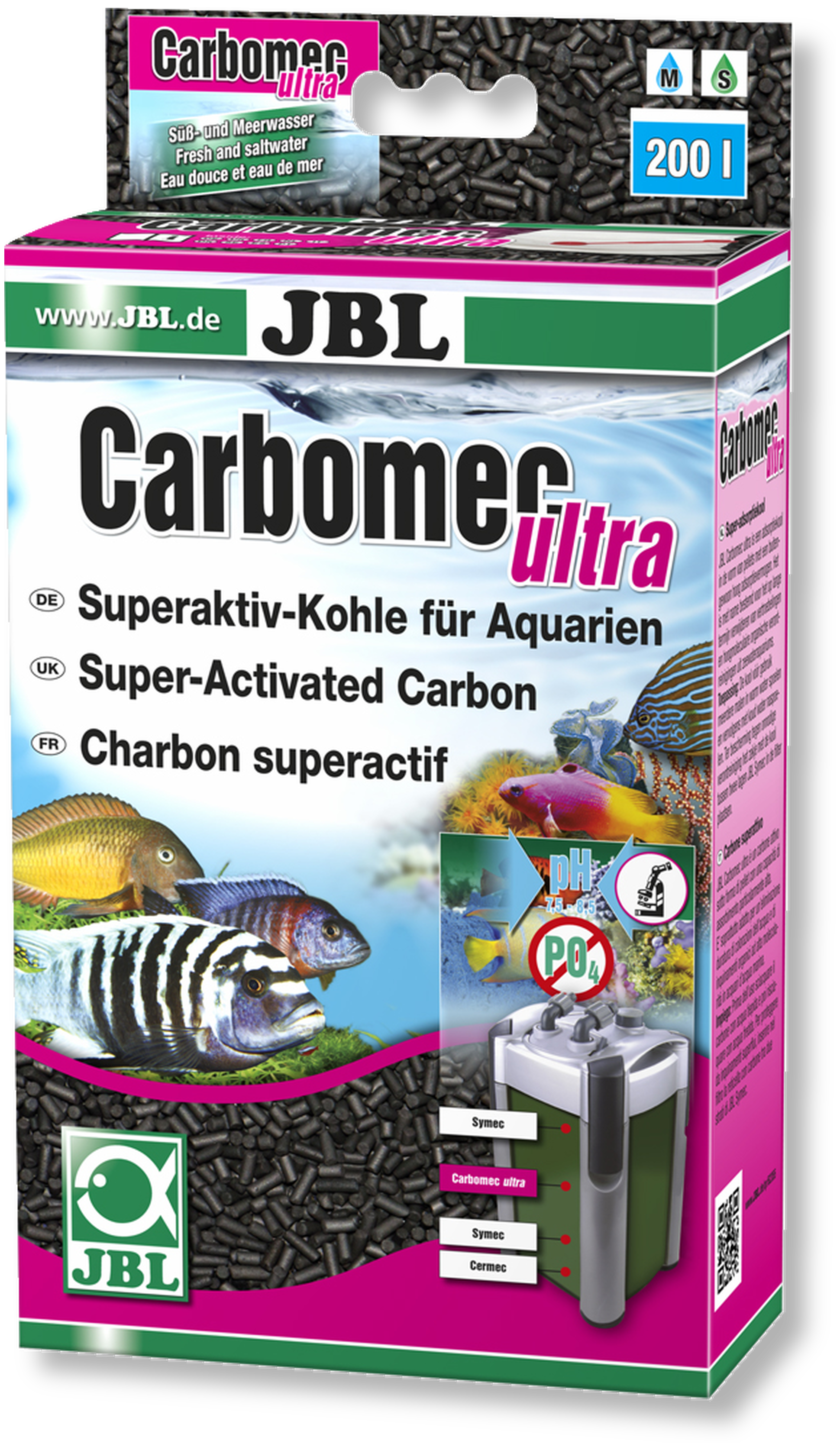 JBL Carbomec Ultra, schwarz, superaktivepelletierte Kohle, 800 ml